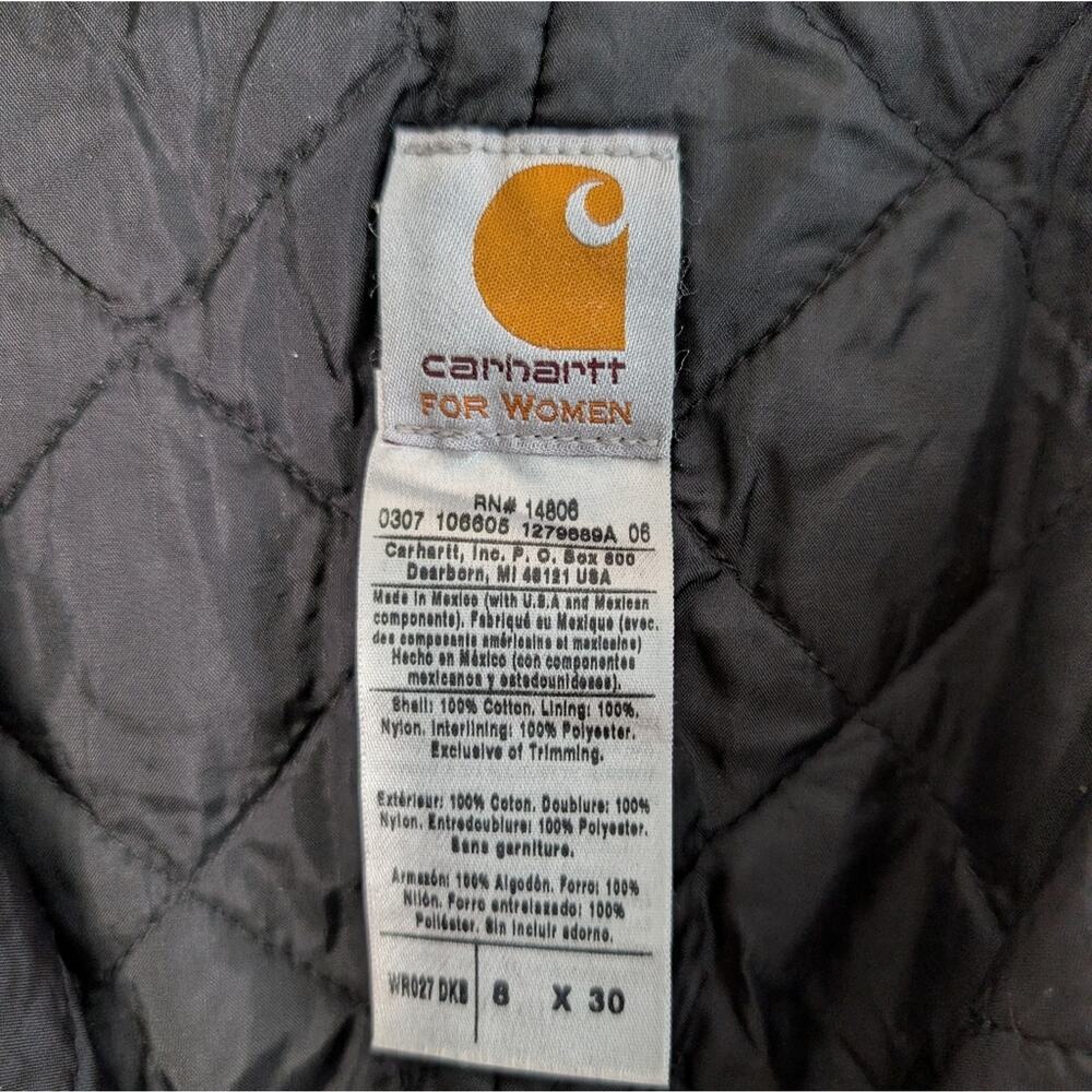 Carhartt Insulated Bib Overalls Brown Duck Canvas Size 8x30 Women - Picture 7 of 9